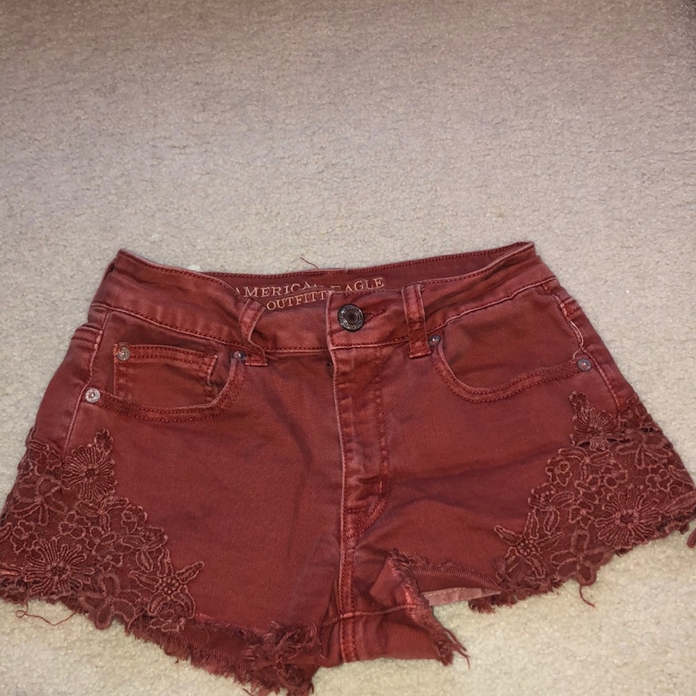 Lace jean shorts